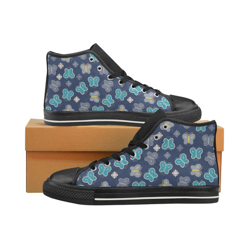 seamless butterfly High Top Canvas Women's Shoes/Large Size (Model 017)