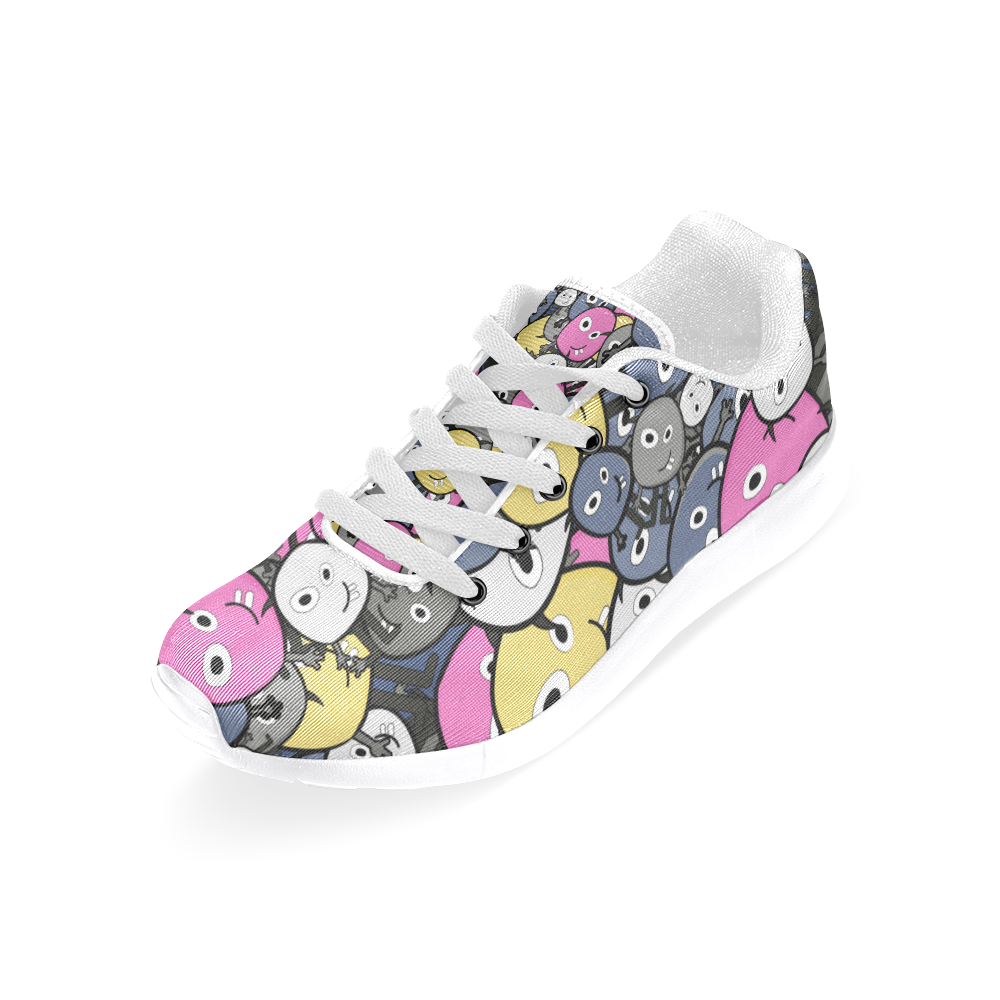pink doodle monsters Women's Running Shoes/Large Size (Model 020)