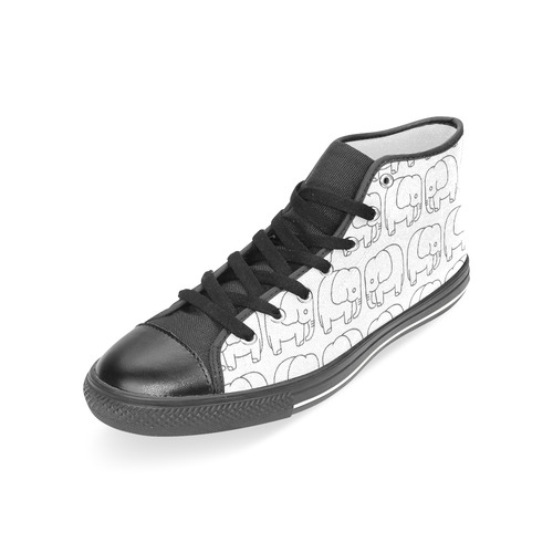 black and white elephant Women's Classic High Top Canvas Shoes (Model 017)