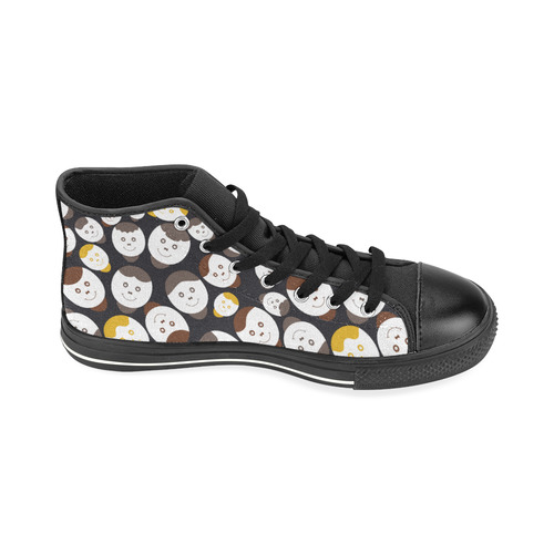 brown smiley faces High Top Canvas Women's Shoes/Large Size (Model 017)