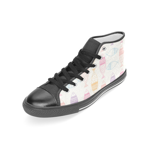 abstract tribal fish Women's Classic High Top Canvas Shoes (Model 017)
