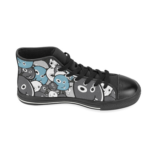 gray doodle monsters High Top Canvas Women's Shoes/Large Size (Model 017)