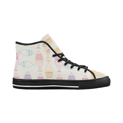 abstract tribal fish Vancouver H Women's Canvas Shoes (1013-1)