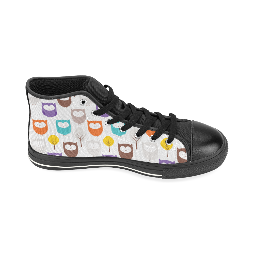 owls tree High Top Canvas Women's Shoes/Large Size (Model 017)