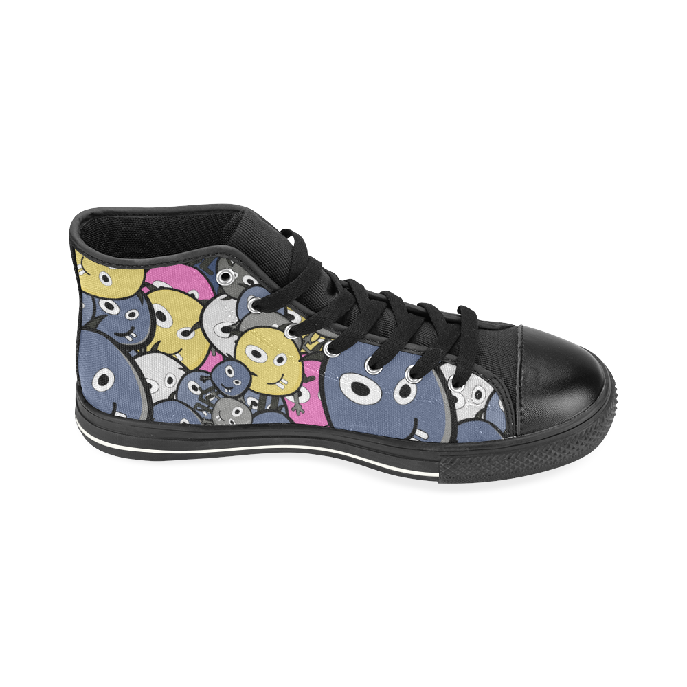 pink doodle monsters High Top Canvas Women's Shoes/Large Size (Model 017)