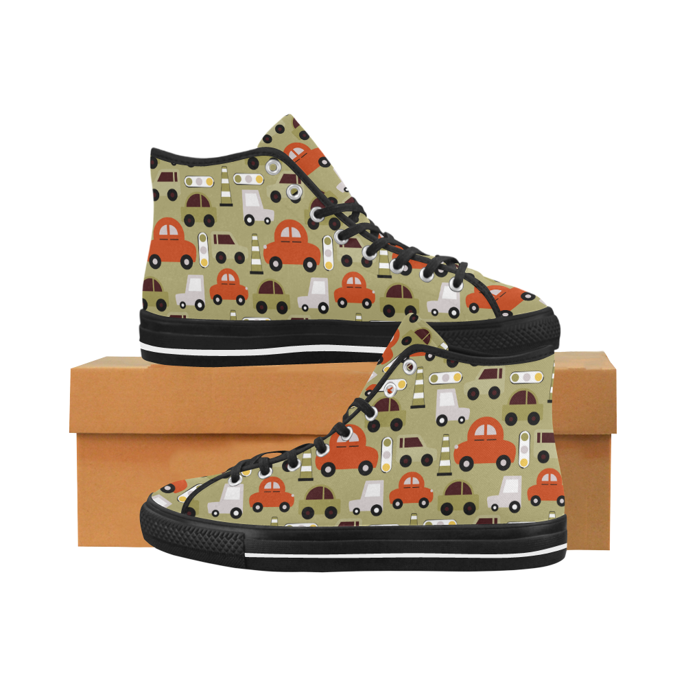 toy cars pattern Vancouver H Women's Canvas Shoes (1013-1)