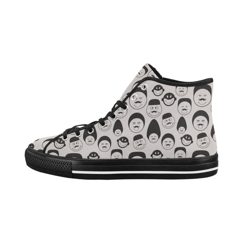 black and white emotion faces Vancouver H Women's Canvas Shoes (1013-1)