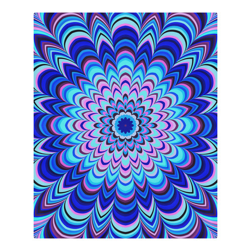 Neon blue striped mandala 3-Piece Bedding Set