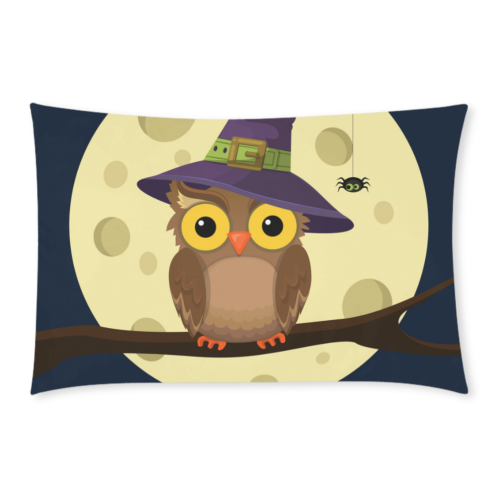 Cartoon owl in hat on moon Halloween 3-Piece Bedding Set