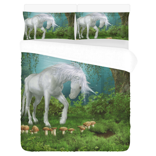 Fairytale meadow with a white unicorn 3-Piece Bedding Set