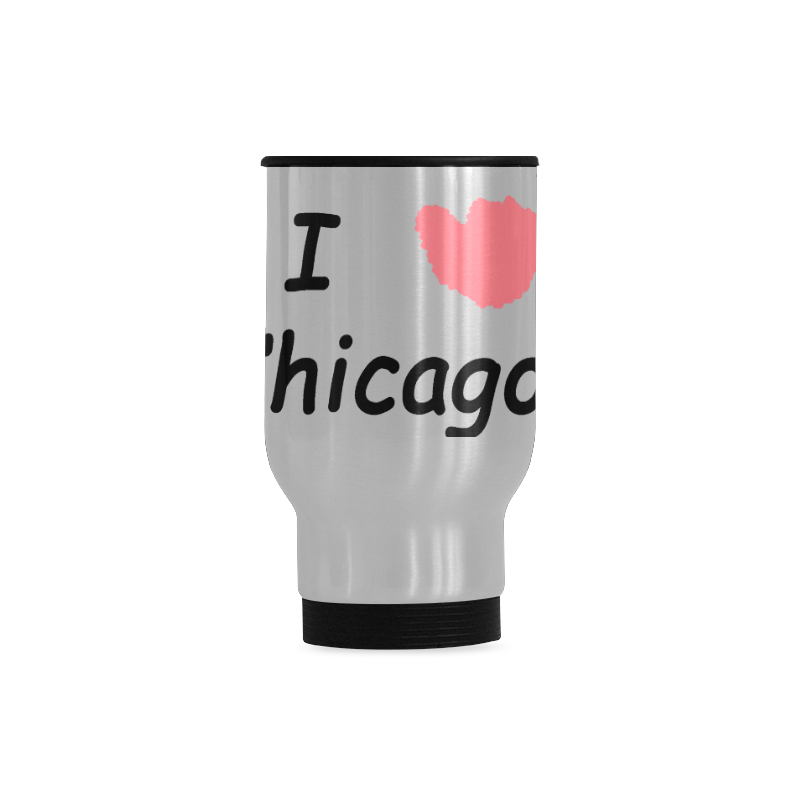 IHEART CHICAGO Silver Travel Mug Travel Mug (Silver) (14 Oz)