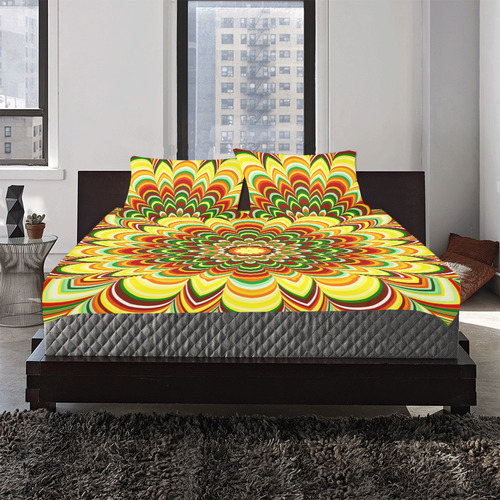 Colorful flower striped mandala 3-Piece Bedding Set