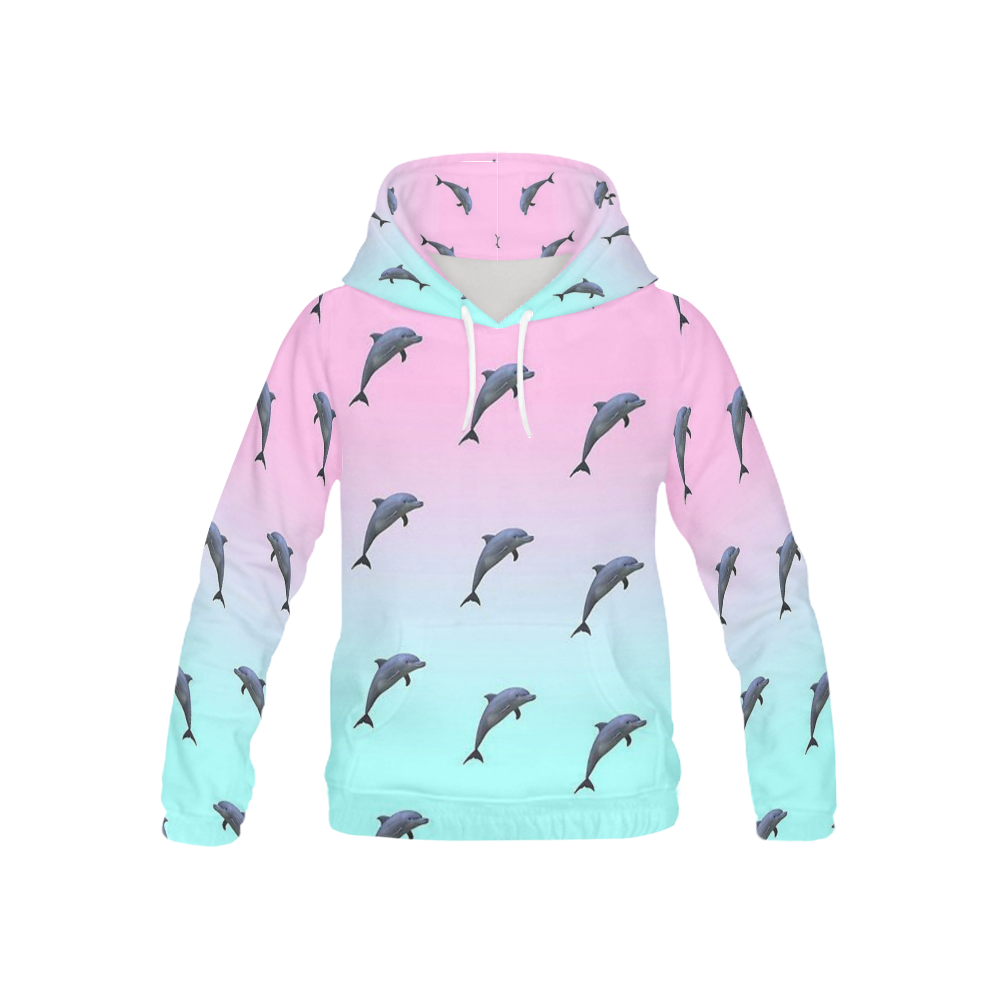 Dolphin Print All Over Print Hoodie for Kid (USA Size) (Model H13)