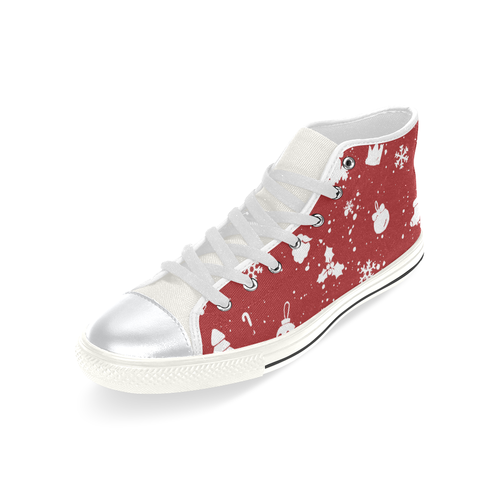Merry Christmas High Top Canvas Women's Shoes/Large Size (Model 017)