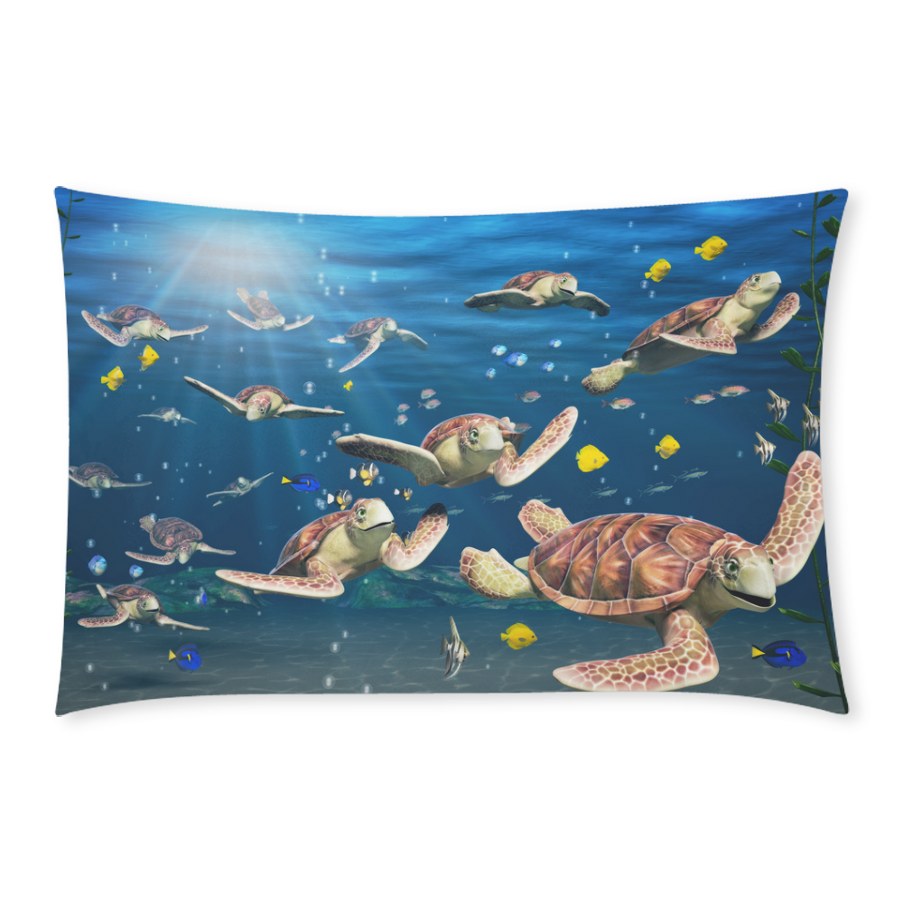 underwater cartoon turtles and fish 3-Piece Bedding Set