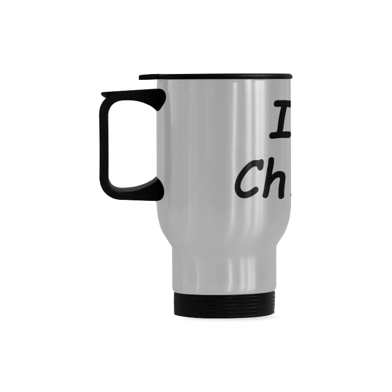 IHEART CHICAGO Silver Travel Mug Travel Mug (Silver) (14 Oz)