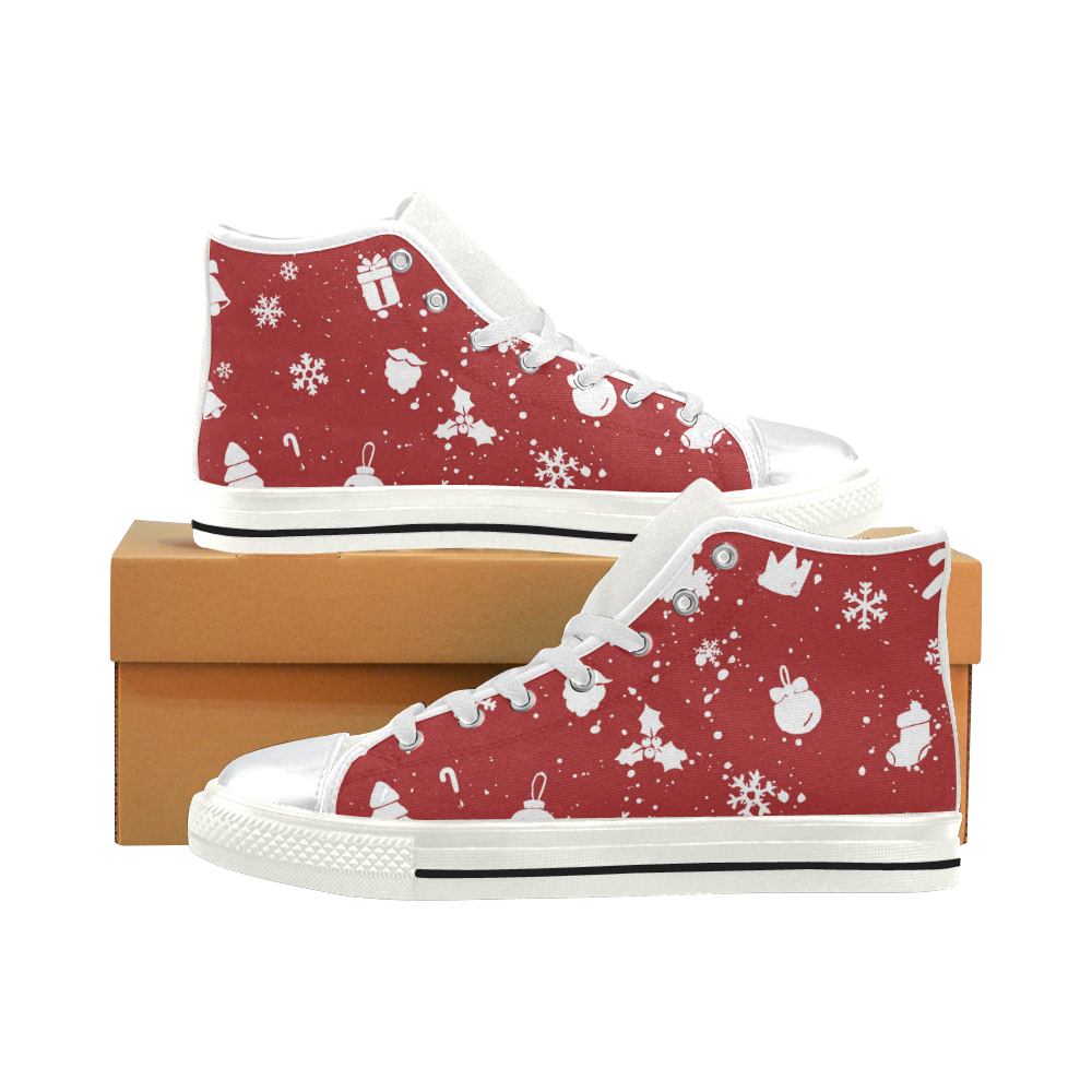 Merry Christmas High Top Canvas Women's Shoes/Large Size (Model 017)