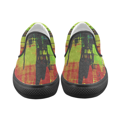 Grunge texture Men's Unusual Slip-on Canvas Shoes (Model 019)