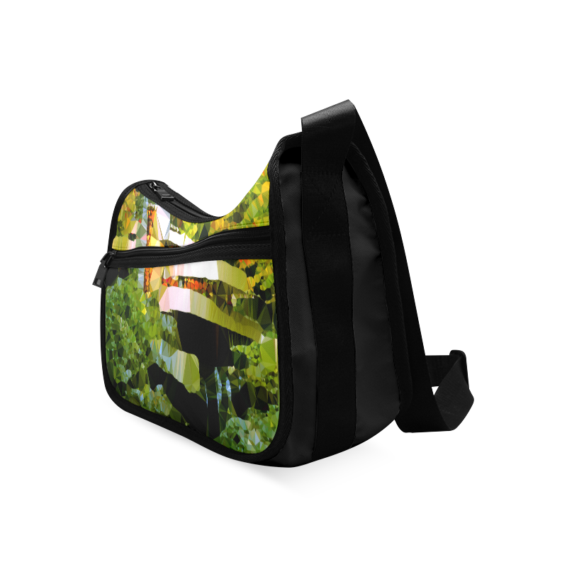 House Waterfall Low Poly Nature Landscape Crossbody Bags (Model 1616)