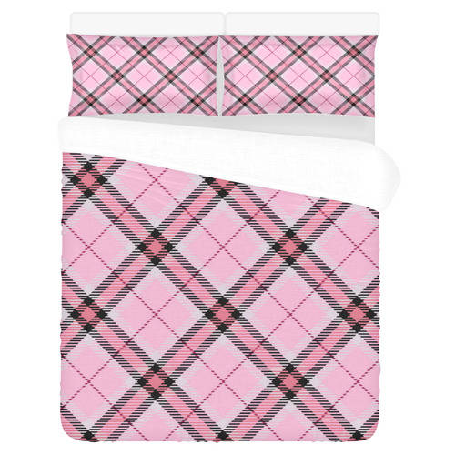 pink plaid 2 3-Piece Bedding Set