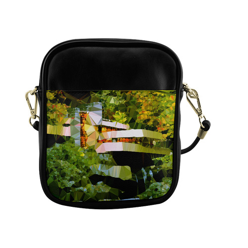 House Waterfall Low Poly Nature Landscape Sling Bag (Model 1627)
