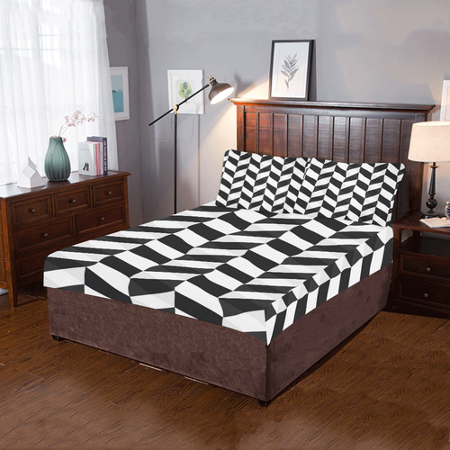 BLACK AND WHITE Chevron 2 3-Piece Bedding Set