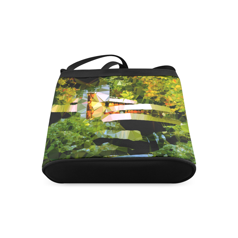 House Waterfall Low Poly Nature Landscape Crossbody Bags (Model 1613)