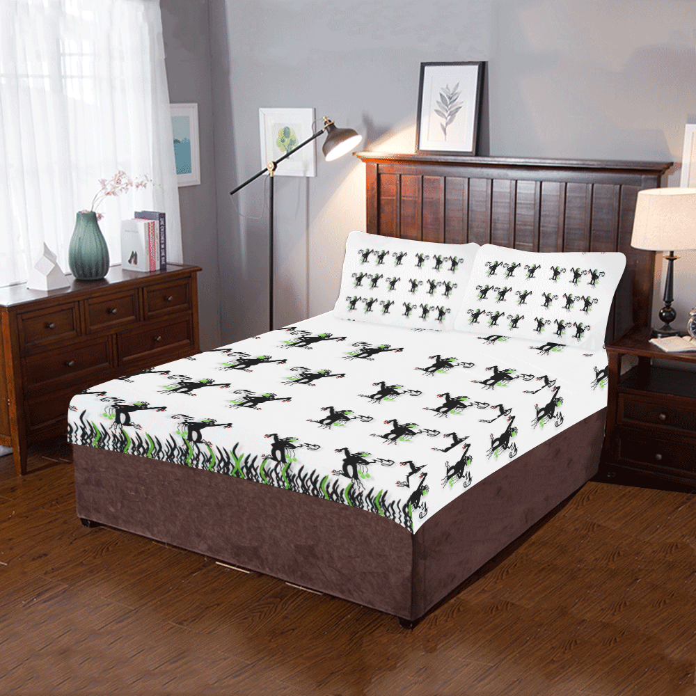 Floral Monkey with hairstyle 3-Piece Bedding Set