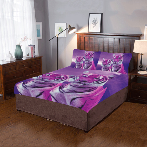 Purple Tigers 3-Piece Bedding Set