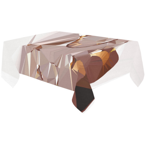 Crema White Gold Low Poly Fractal Art Cotton Linen Tablecloth 60"x120"