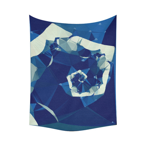 Dance With Me Blue Low Poly Fractal Art Cotton Linen Wall Tapestry 80"x 60"