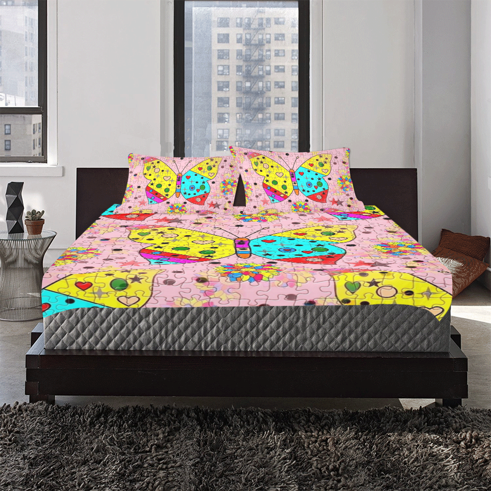 Butterfly Pattern by Popart Lover 3-Piece Bedding Set