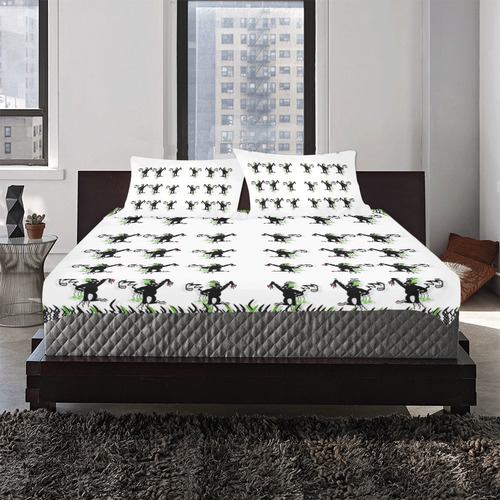 Floral Monkey with hairstyle 3-Piece Bedding Set