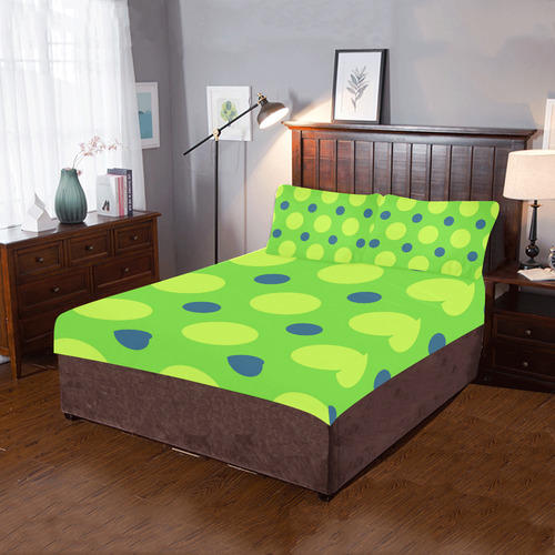green and blue polka dots 3-Piece Bedding Set