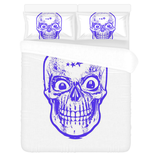 Sketchy Skull , blue by JamColors 3-Piece Bedding Set