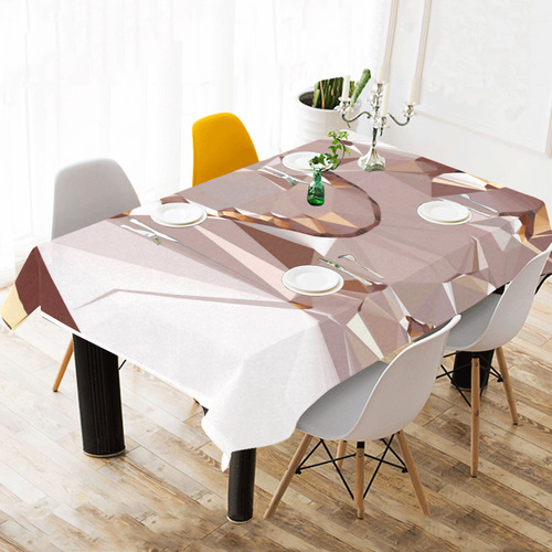 Crema White Gold Low Poly Fractal Art Cotton Linen Tablecloth 60"x120"