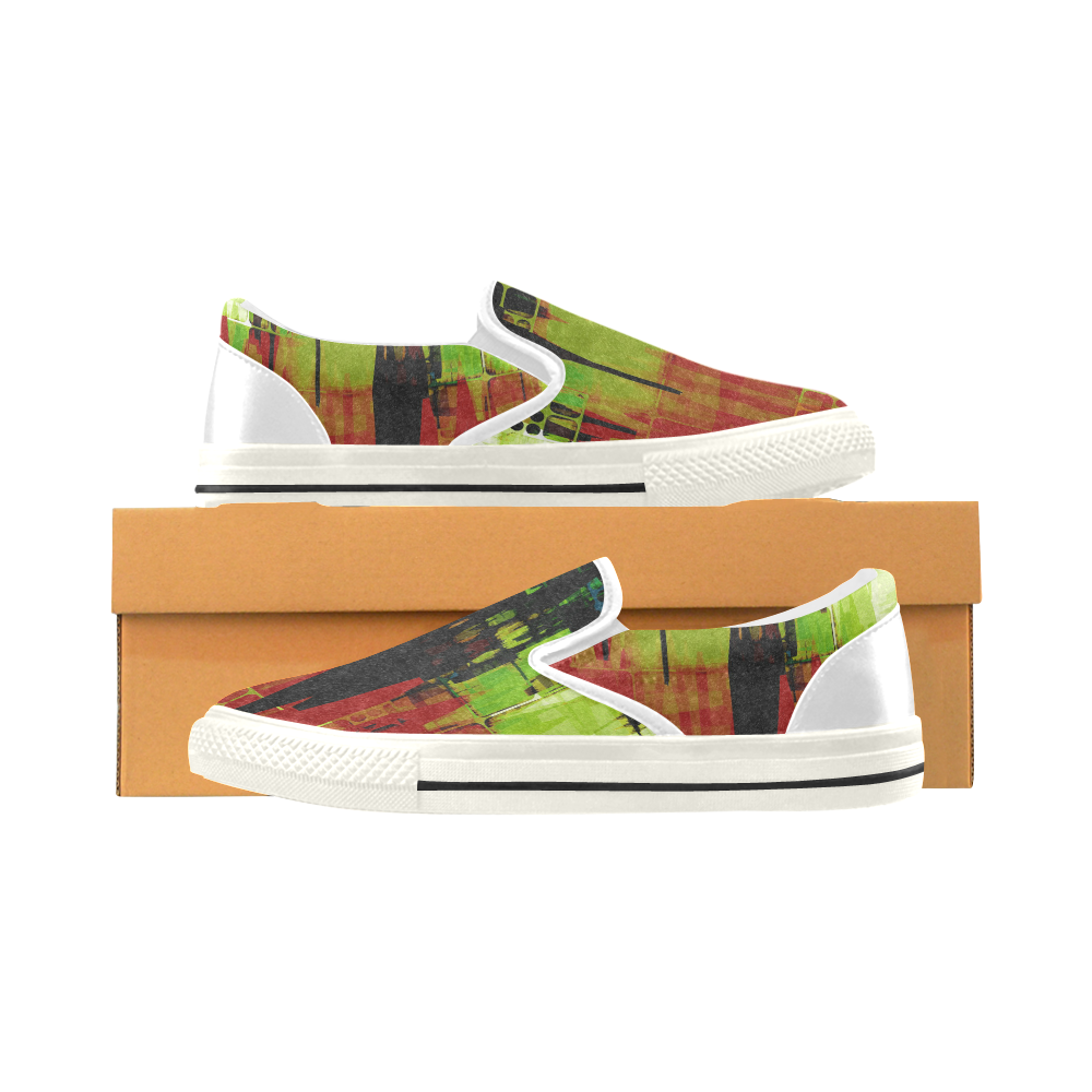 Grunge texture Slip-on Canvas Shoes for Kid (Model 019)