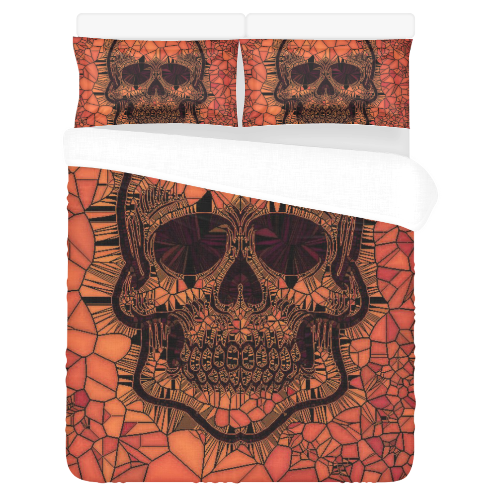 Glass Mosaic Skull,red by JamColors 3-Piece Bedding Set