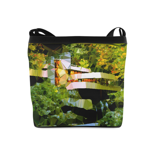 House Waterfall Low Poly Nature Landscape Crossbody Bags (Model 1613)