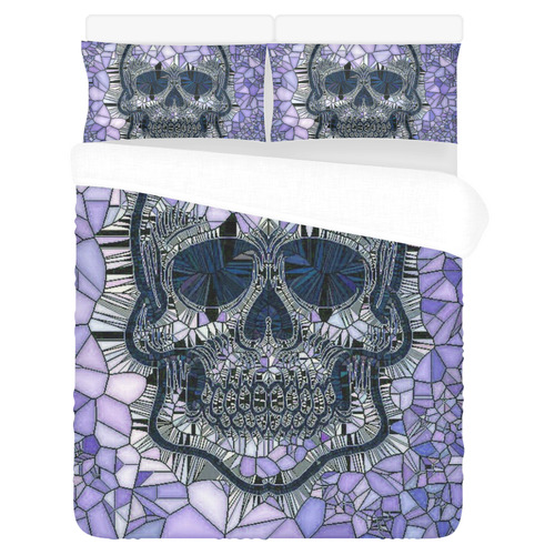 Glass Mosaic Skull, blue by JamColors 3-Piece Bedding Set