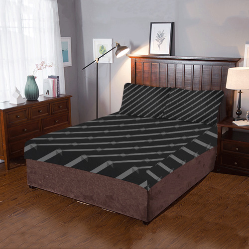 black and gray 3-Piece Bedding Set