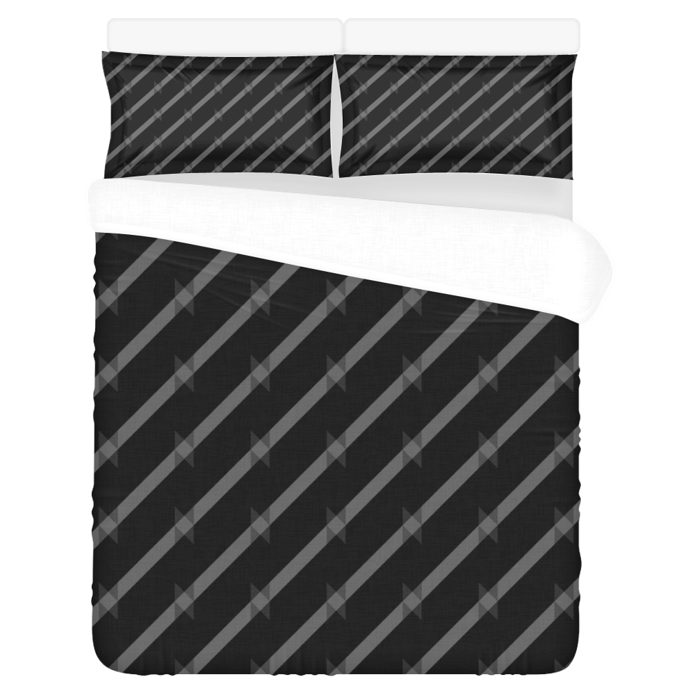 black and gray 3-Piece Bedding Set