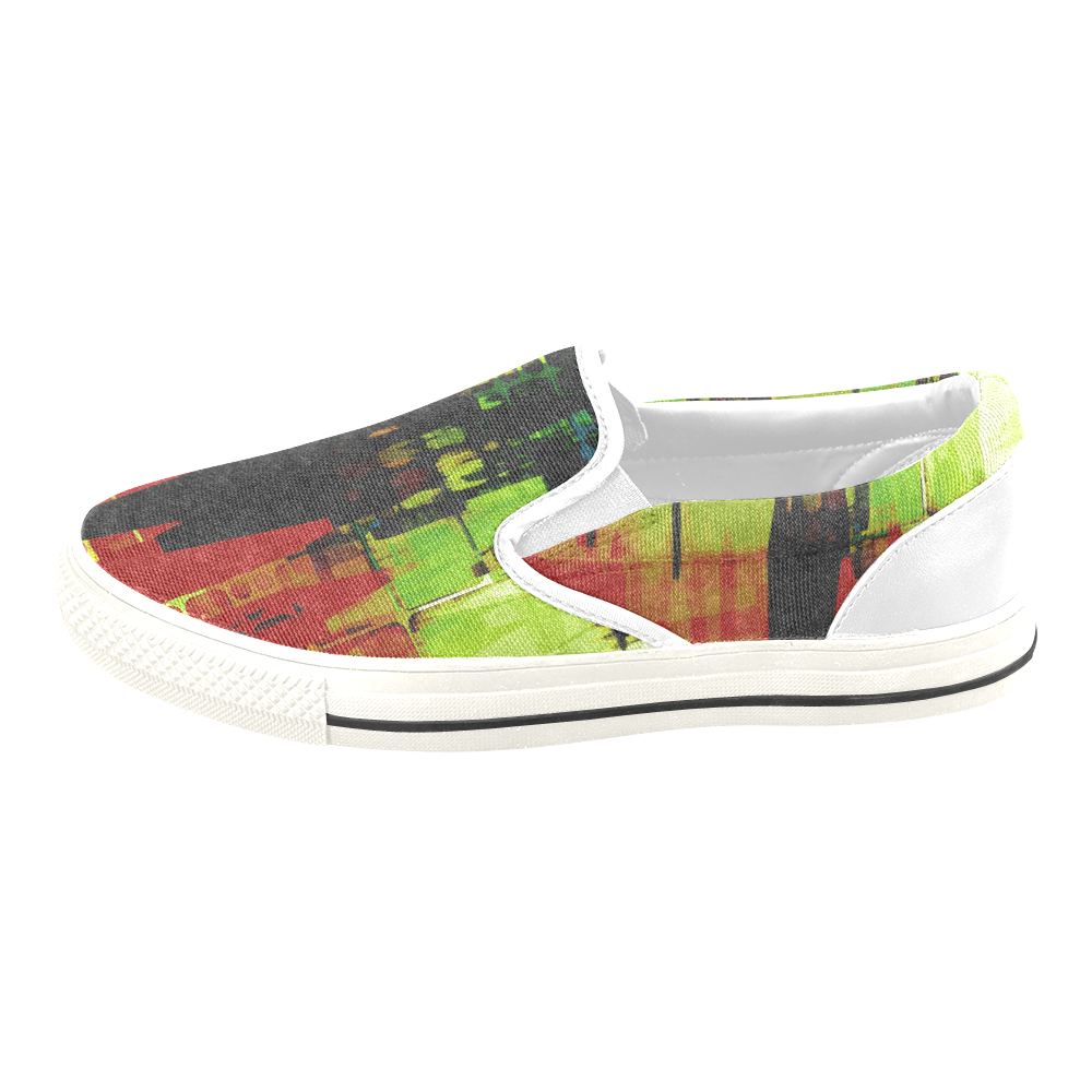 Grunge texture Slip-on Canvas Shoes for Kid (Model 019)