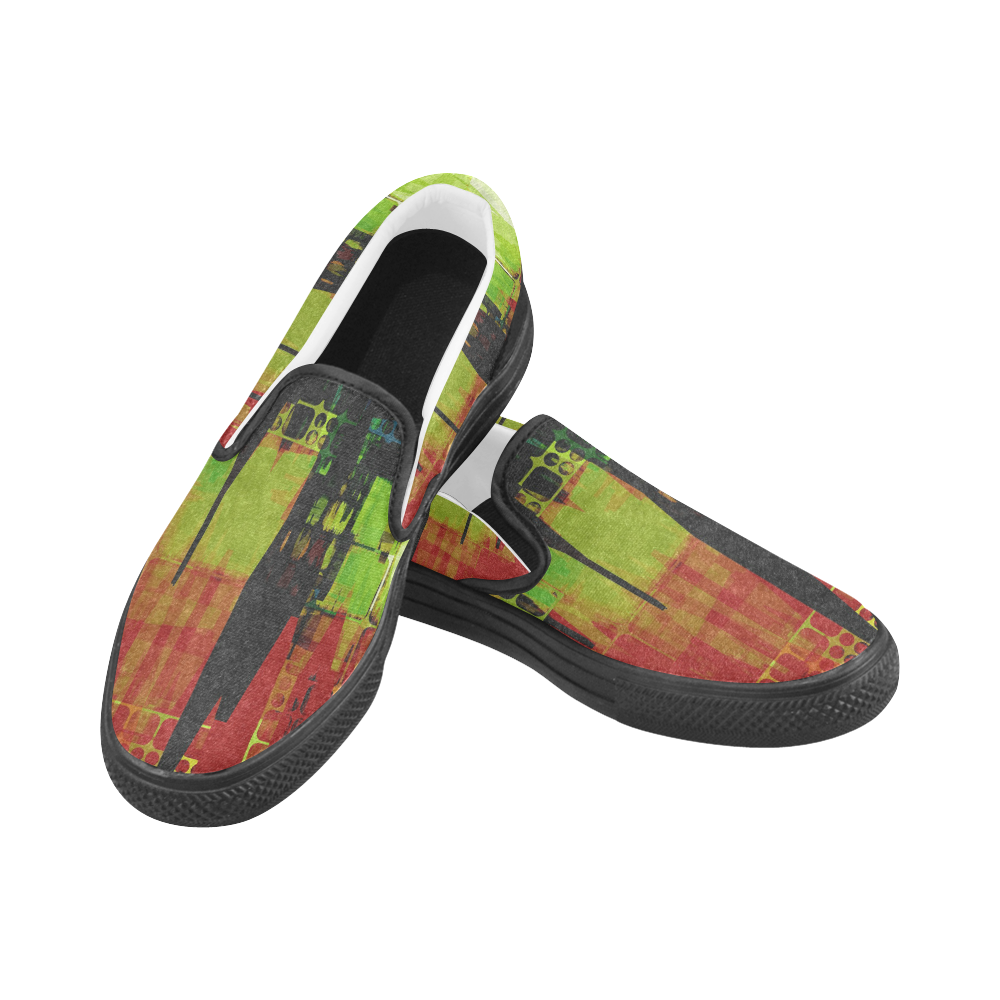 Grunge texture Men's Unusual Slip-on Canvas Shoes (Model 019)