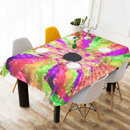 Color Wheel Low Poly Fractal Art Cotton Linen Tablecloth 60"x 104"