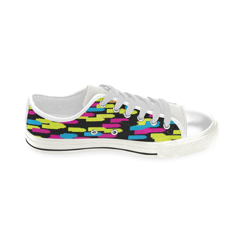 Colorful strokes on a black background Low Top Canvas Shoes for Kid (Model 018)