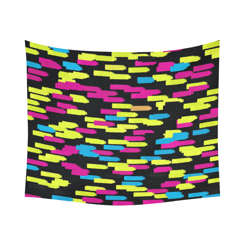 Colorful strokes on a black background Cotton Linen Wall Tapestry 60"x 51"