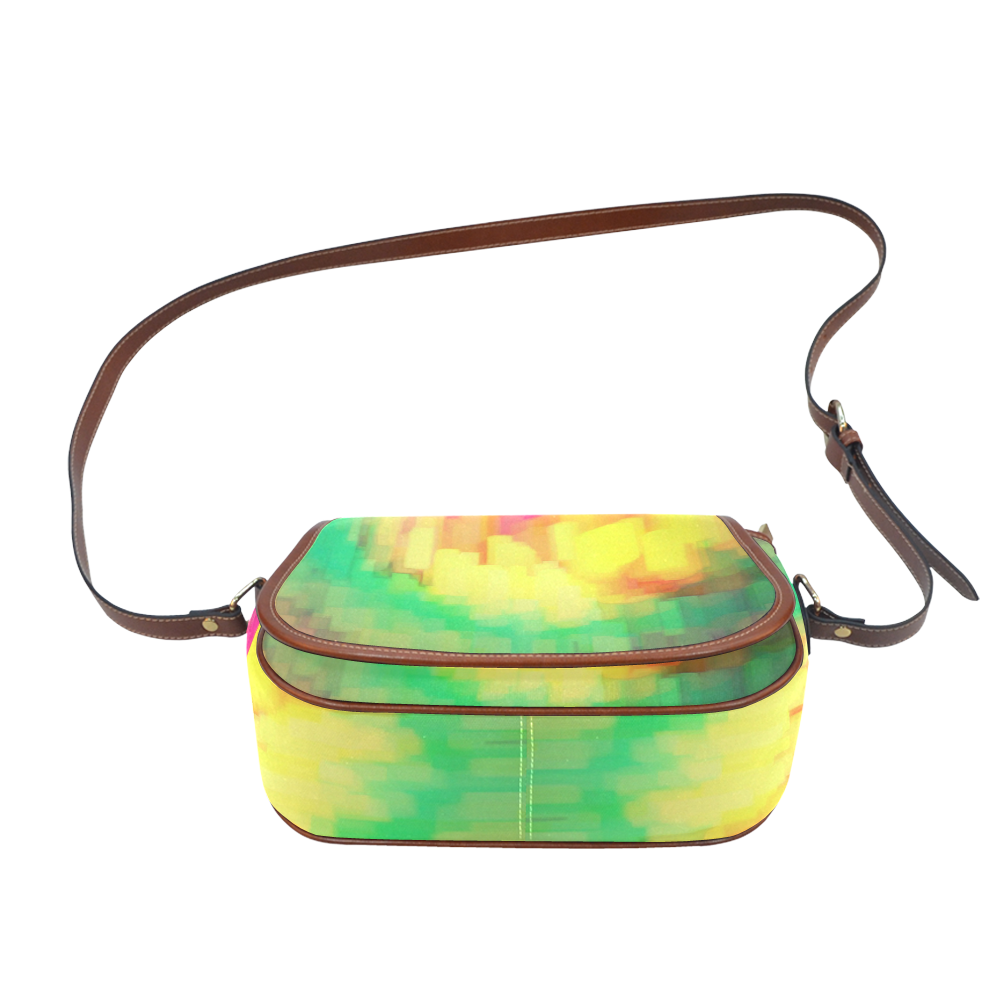 Pastel shapes painting Saddle Bag/Large (Model 1649)