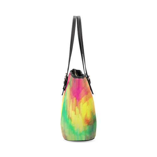 Pastel shapes painting Leather Tote Bag/Large (Model 1640)