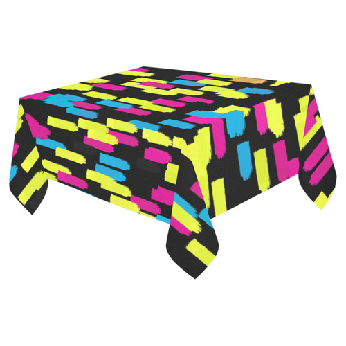 Colorful strokes on a black background Cotton Linen Tablecloth 52"x 70"